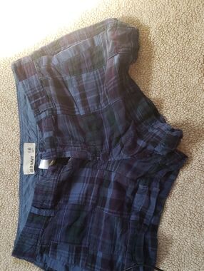 Old Navy Navy and Green Plaid Drawstring Shorts